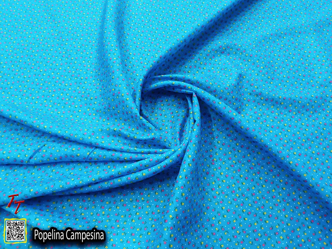 Popelina campesina | Flor pequeña Turquesa - Imagen 2