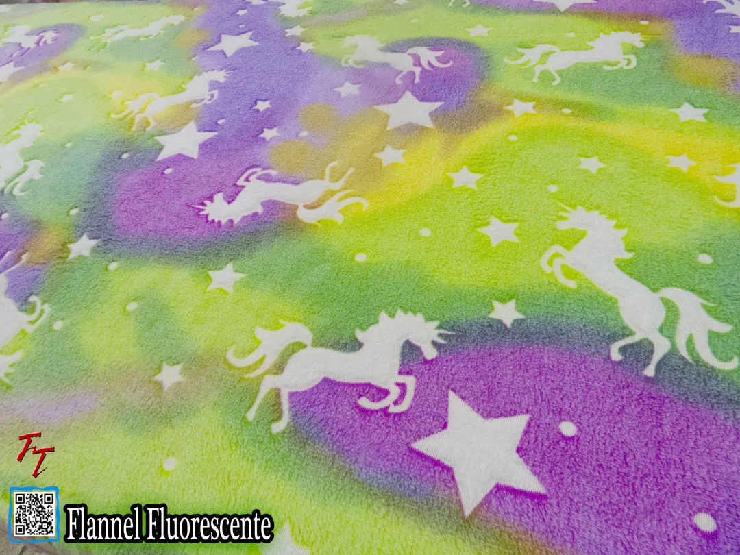 Flannel Fluorescente Unicornios Verde