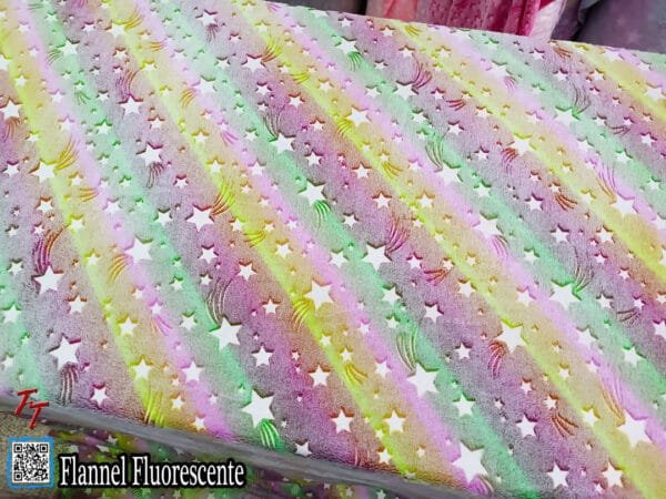 Flannel Fluorescente Estrellas Multicolor