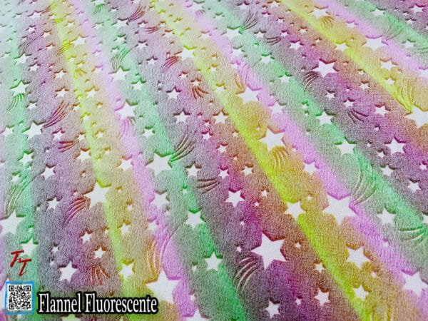 Flannel Fluorescente Estrellas Multicolor