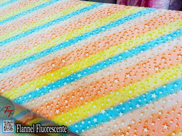 Flannel Fluorescente Estrellas Naranja