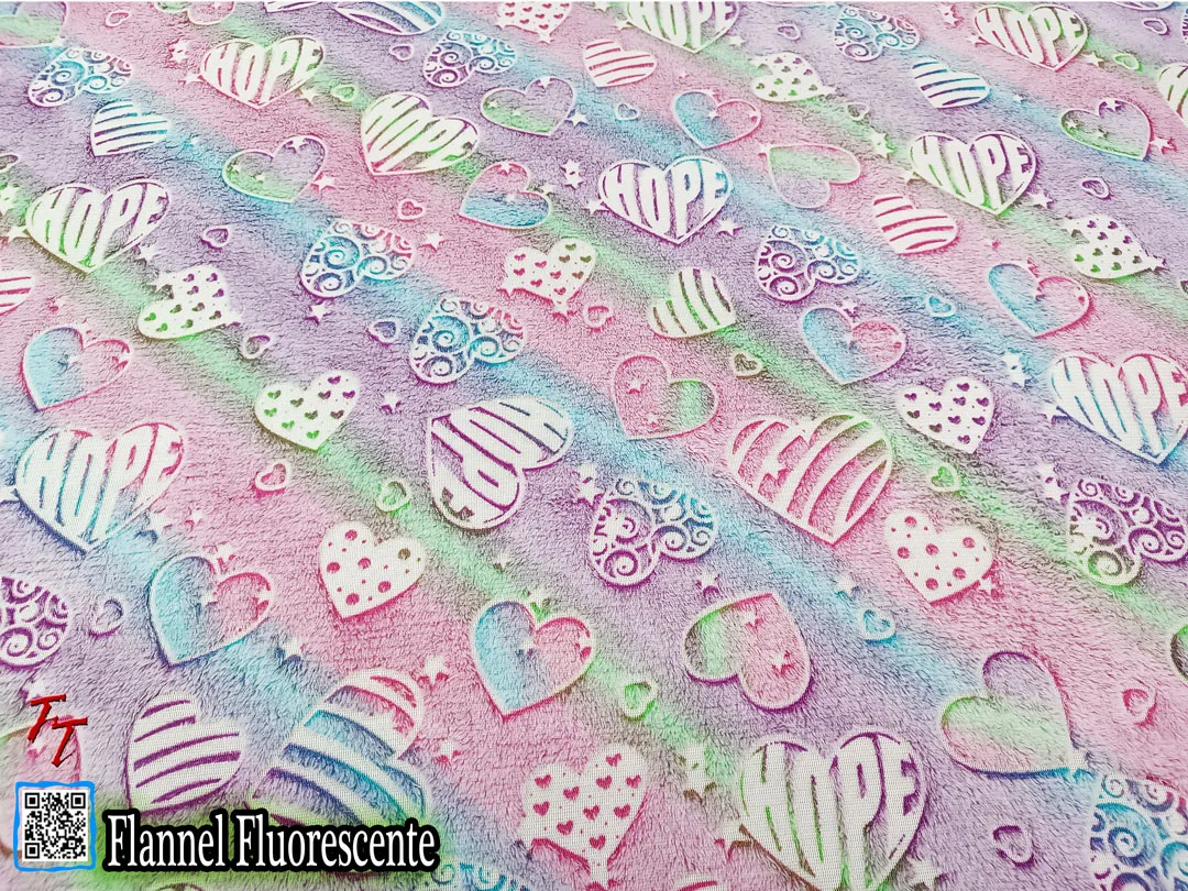 Flannel Fluorescente Corazones #2