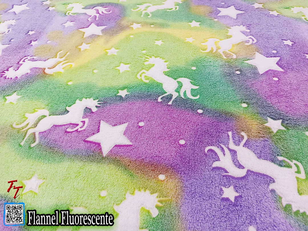 Flannel Fluorescente Unicornios Verde