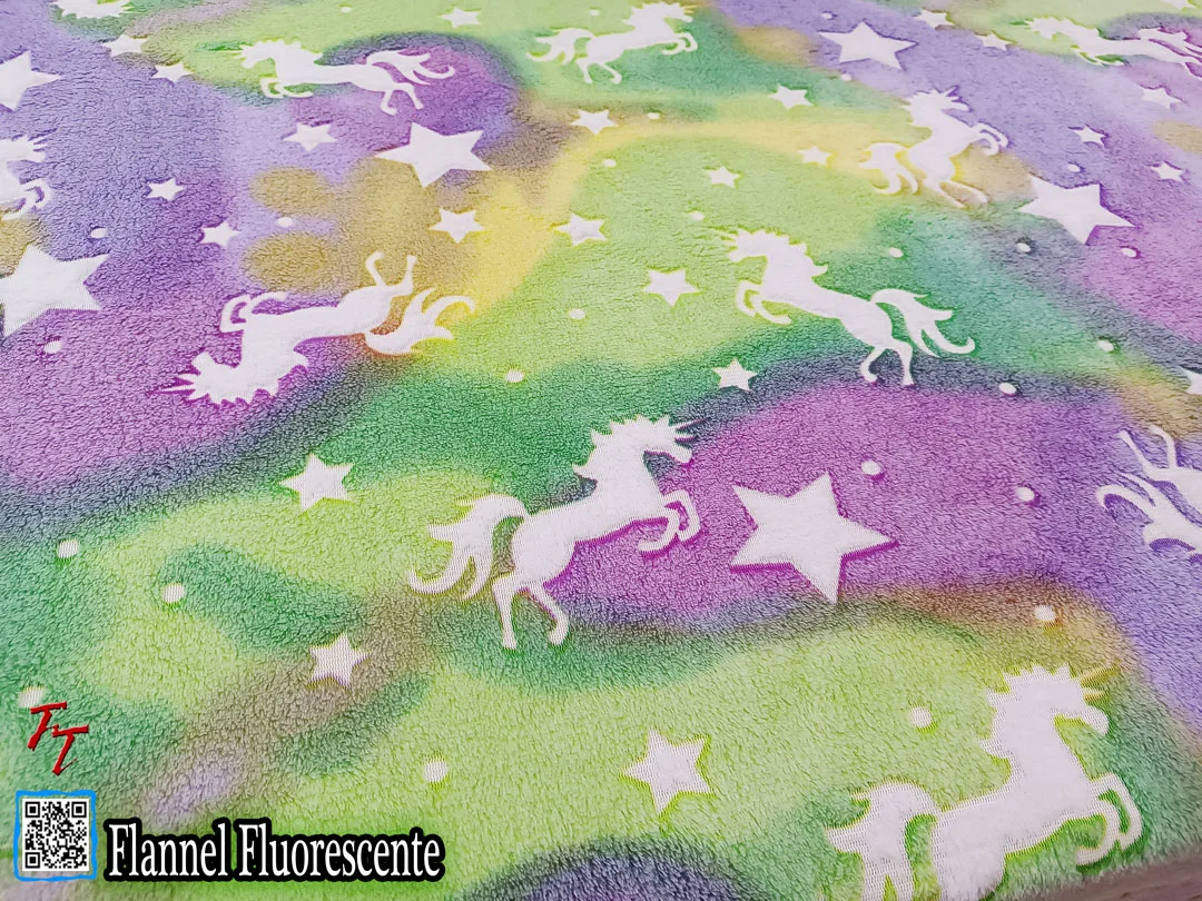 Flannel Fluorescente Unicornios Verde