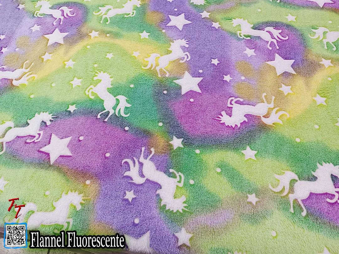 Flannel Fluorescente Unicornios Verde