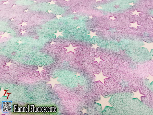 Flannel Fluorescente Estrellas Lila