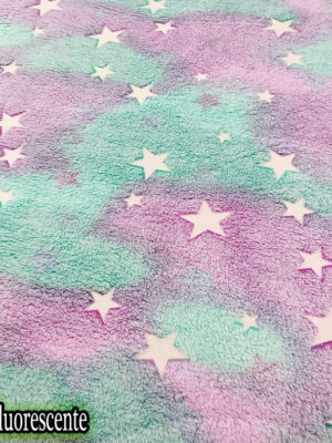 Flannel Fluorescente Estrellas Lila Aqua