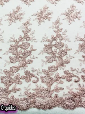 Tul bordado orquídea | Palo de rosa