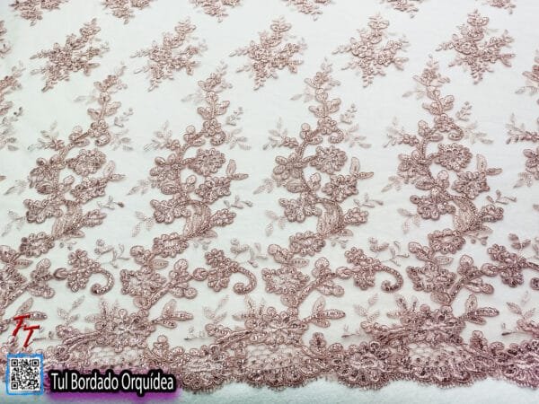 Tul bordado orquídea | Palo de rosa
