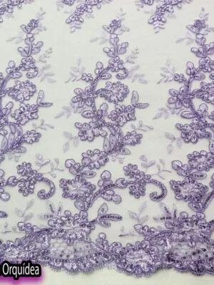Tul bordado orquídea | Lila
