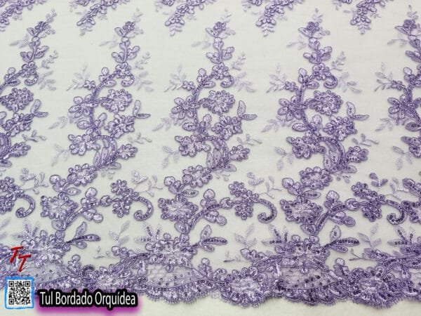 Tul bordado orquídea | Lila