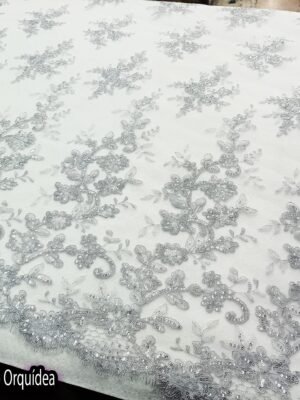 Tul bordado orquídea | Gris