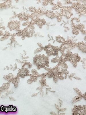 Tul bordado orquídea | Oro #2