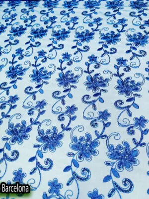Tul bordado Barcelona | Azul Rey