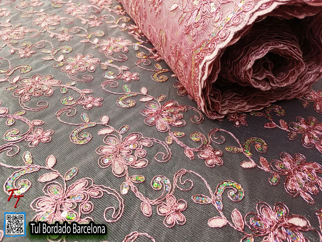 Tul bordado Barcelona | Palo de rosa