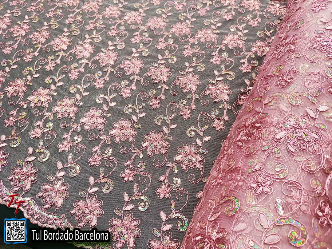 Tul bordado Barcelona | Palo de rosa