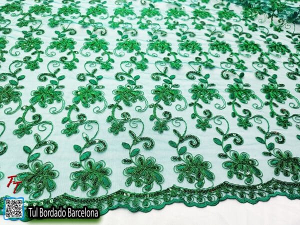 Tul bordado Barcelona | Verde Bandera