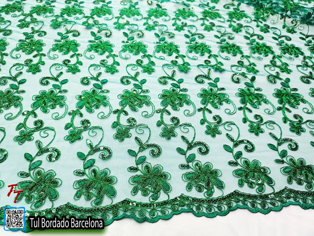 Tul bordado Barcelona | Verde Bandera