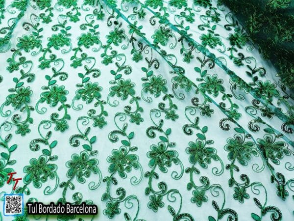 Tul bordado Barcelona | Verde Bandera