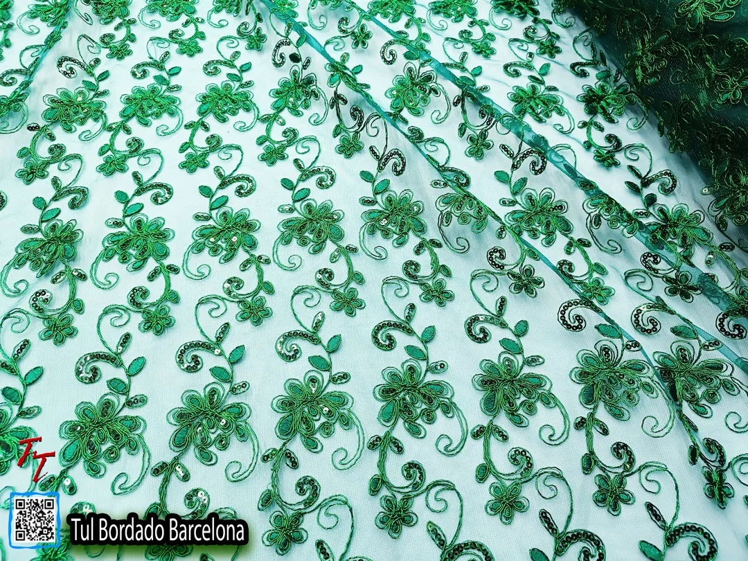 Tul bordado Barcelona | Verde Bandera