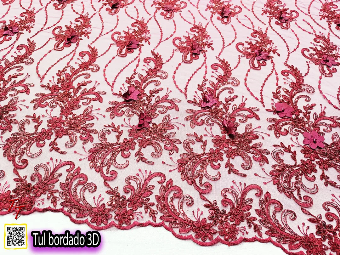 Tul Bordado 3D | Vino