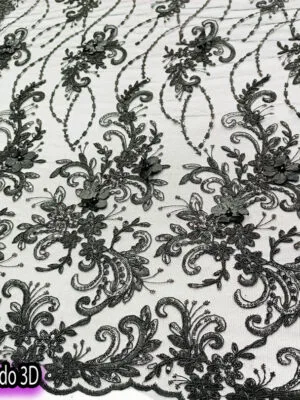 Tul Bordado 3D | Negro