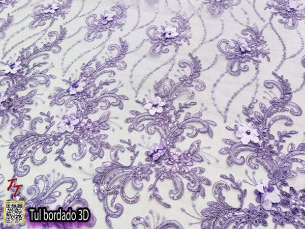Tul Bordado 3D | Lila