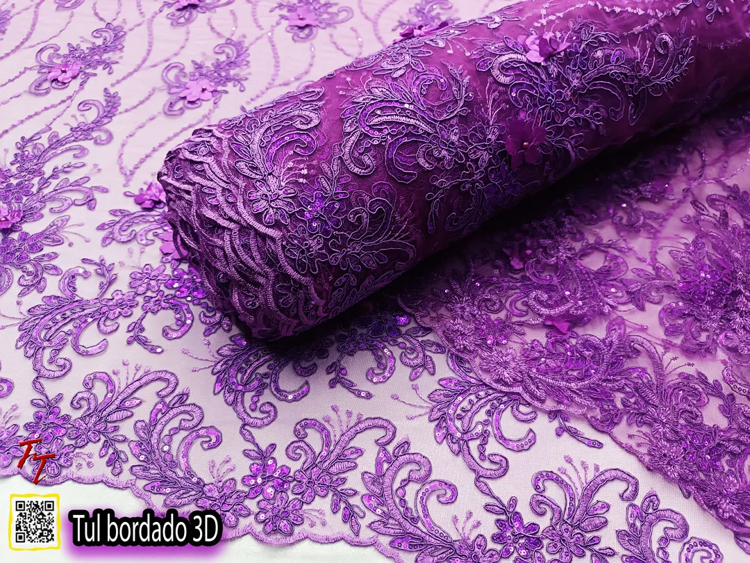 Tul Bordado 3D | Buganvilia