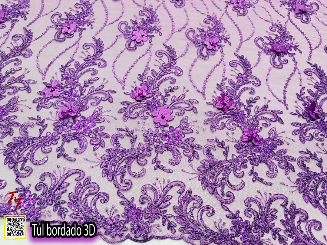 Tul Bordado 3D | Buganvilia