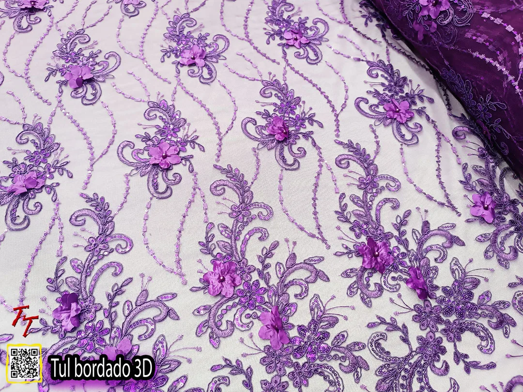 Tul Bordado 3D | Buganvilia