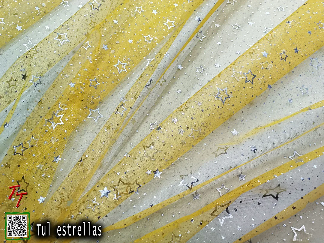 Tul gliter estrellas | Amarillo mango