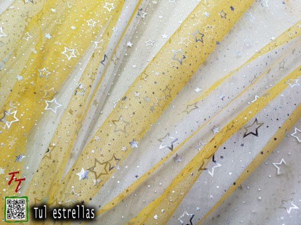 Tul gliter estrellas | Amarillo mango
