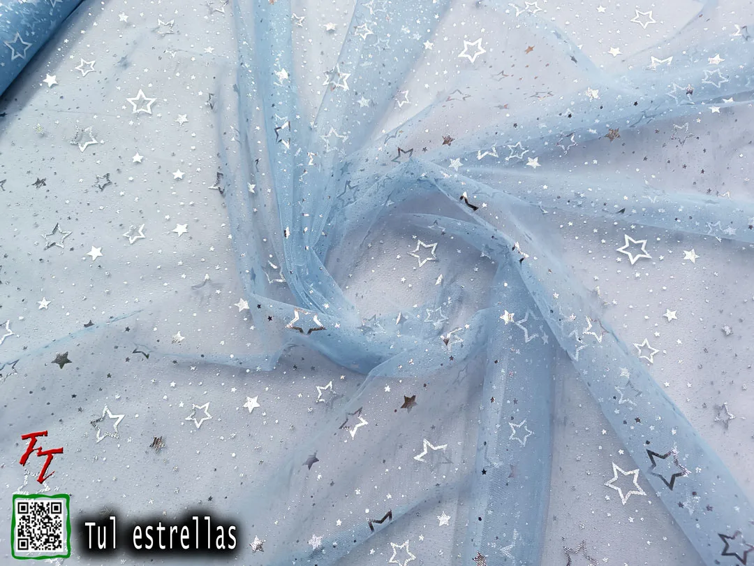 Tul gliter estrellas | Azul cielo