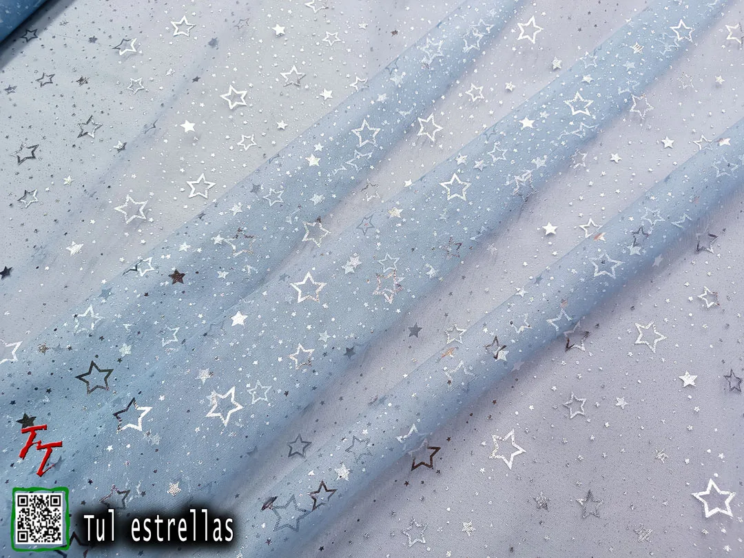 Tul gliter estrellas | Azul cielo