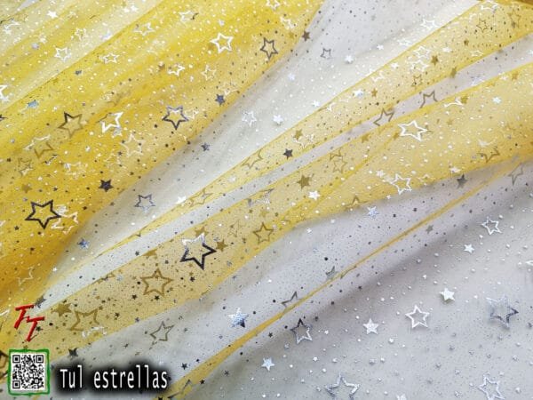 Tul gliter estrellas | Amarillo mango