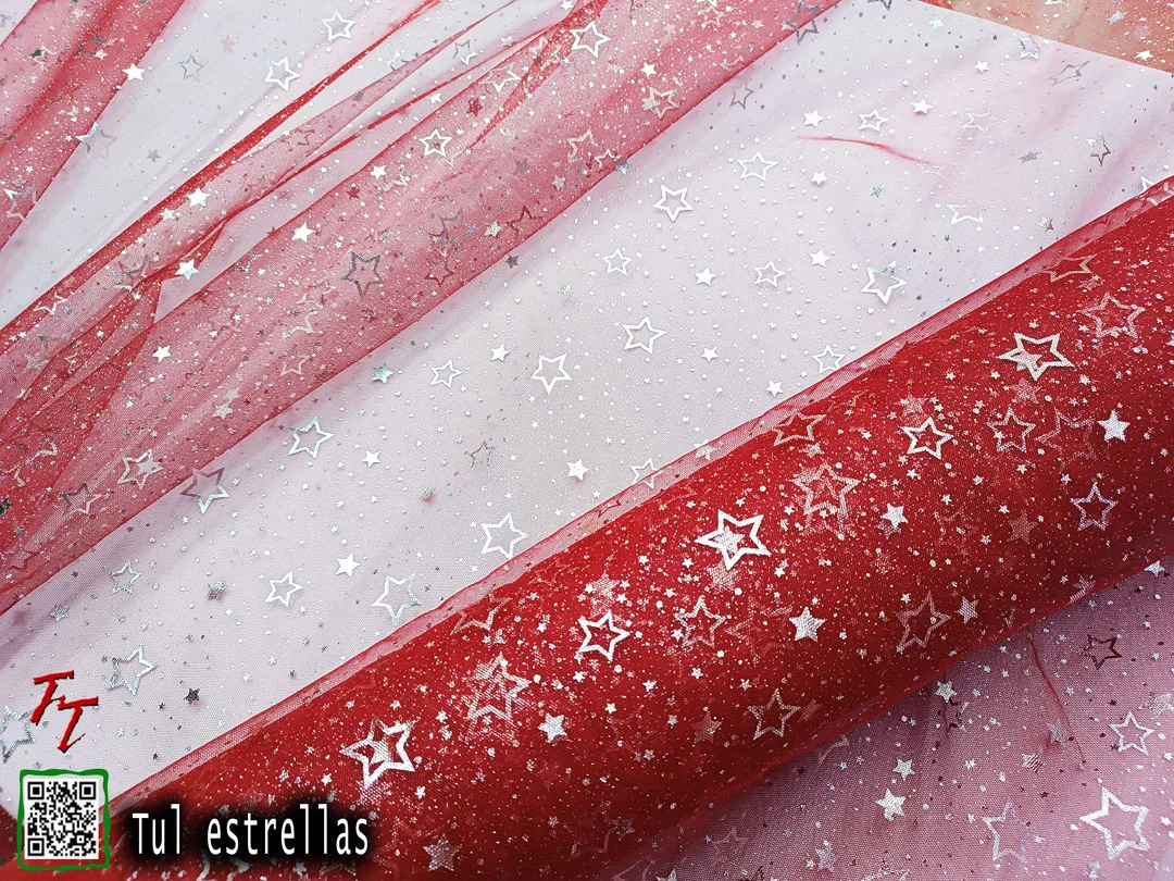 Tul gliter estrellas | Rojo
