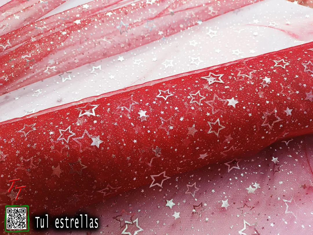 Tul gliter estrellas | Rojo