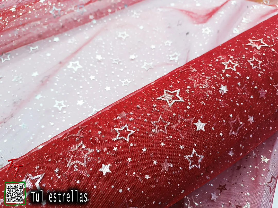 Tul gliter estrellas | Rojo