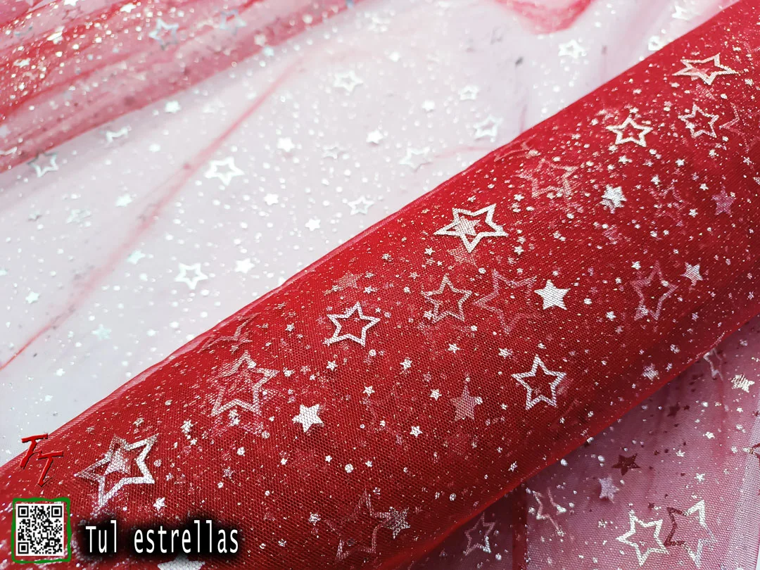 Tul gliter estrellas | Rojo