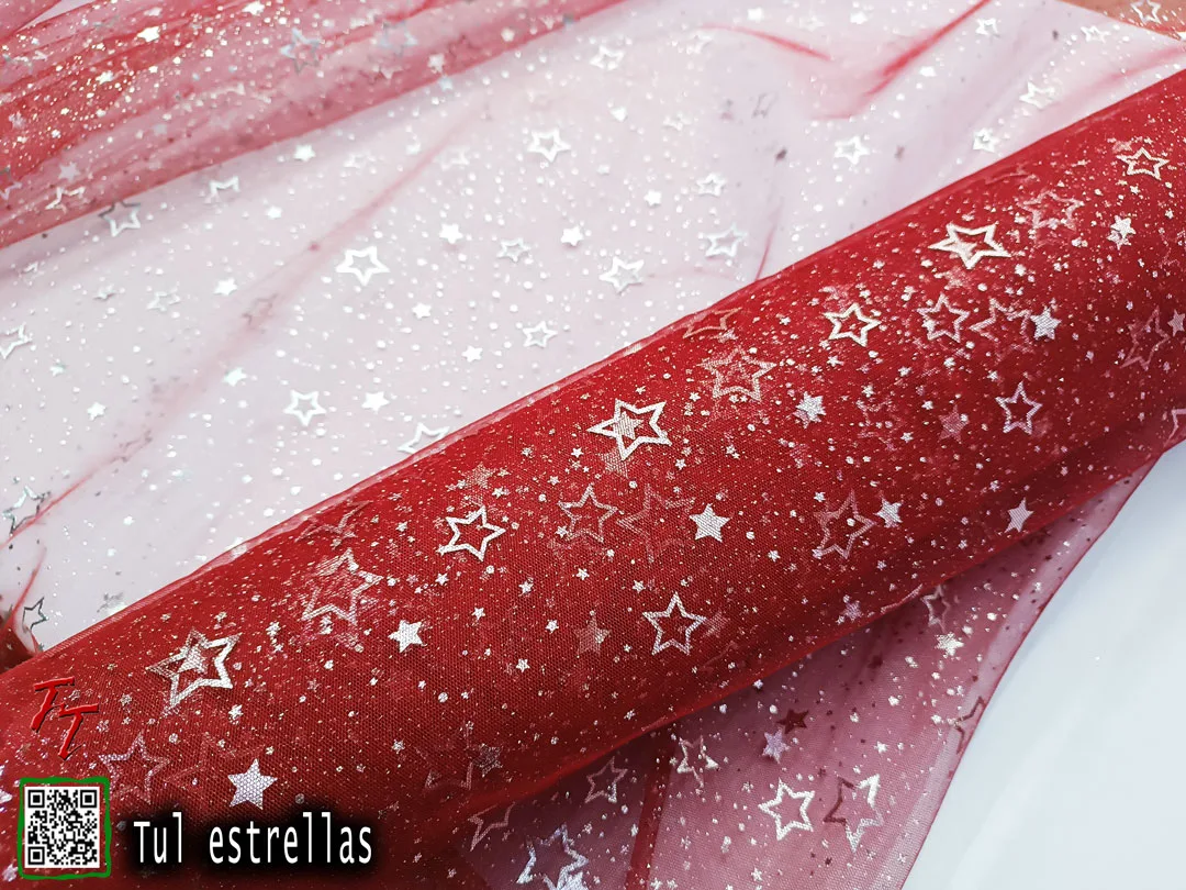 Tul gliter estrellas | Rojo
