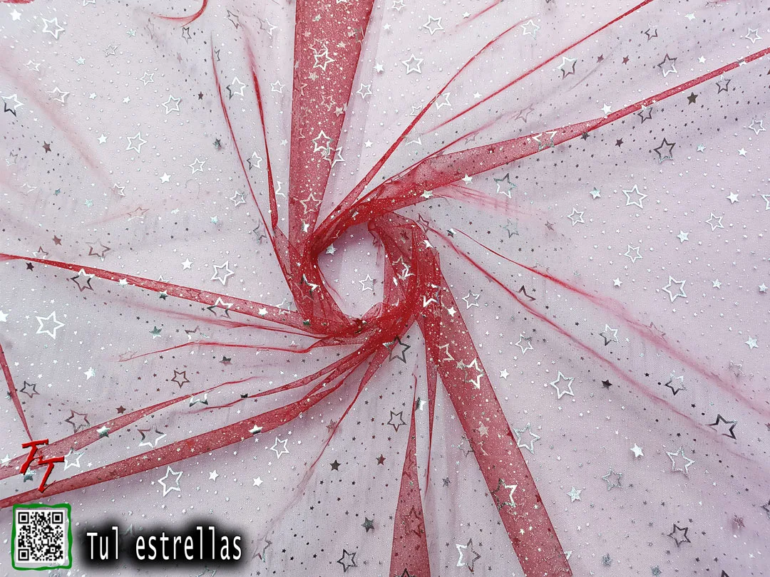 Tul gliter estrellas | Rojo
