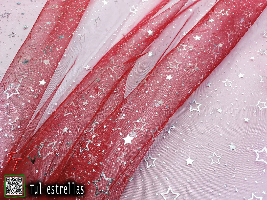 Tul gliter estrellas | Rojo