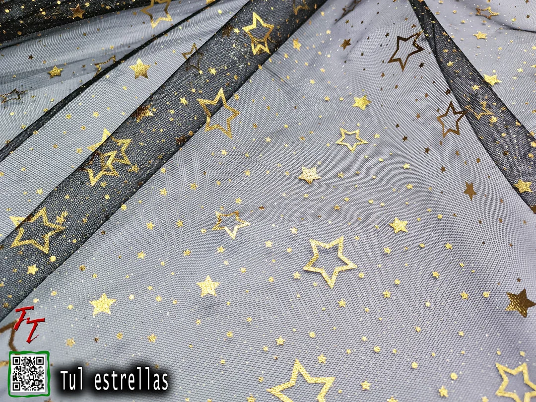 Tul gliter estrellas | Negro