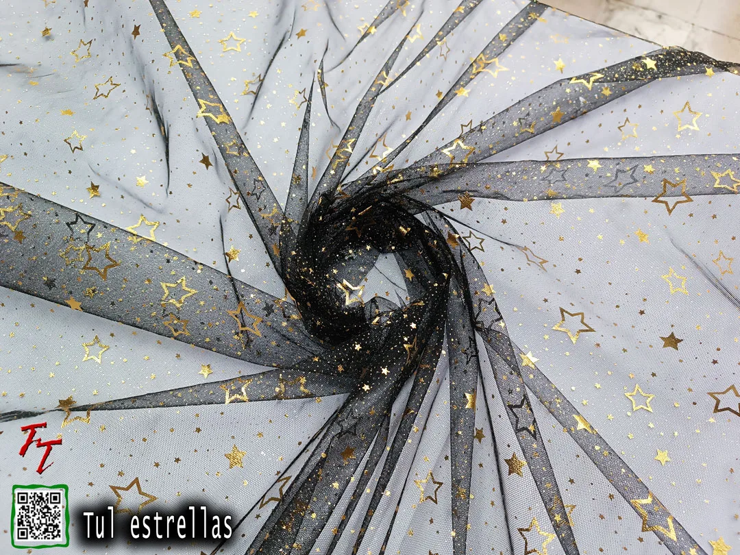 Tul gliter estrellas | Negro