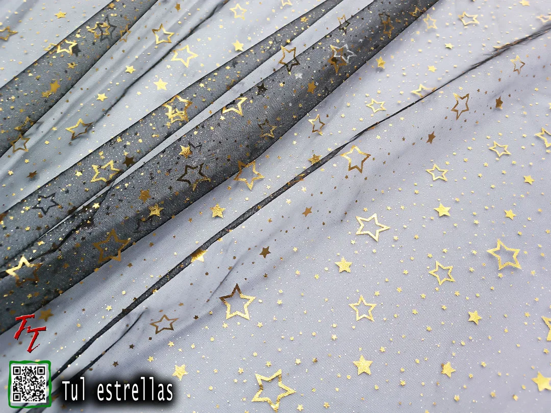 Tul gliter estrellas | Negro