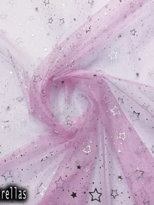 Tul gliter estrellas | Rosa pastel