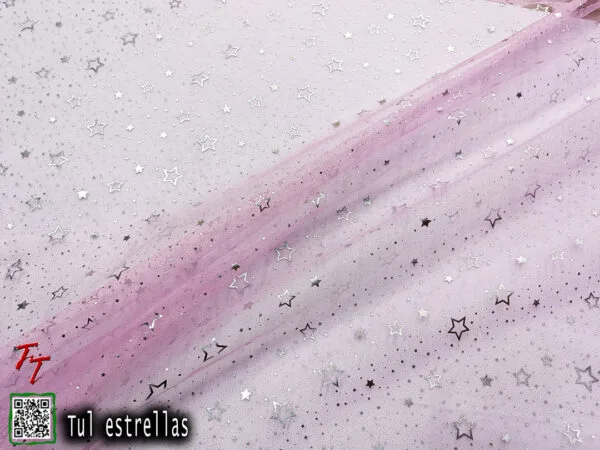 Tul gliter estrellas | Rosa pastel