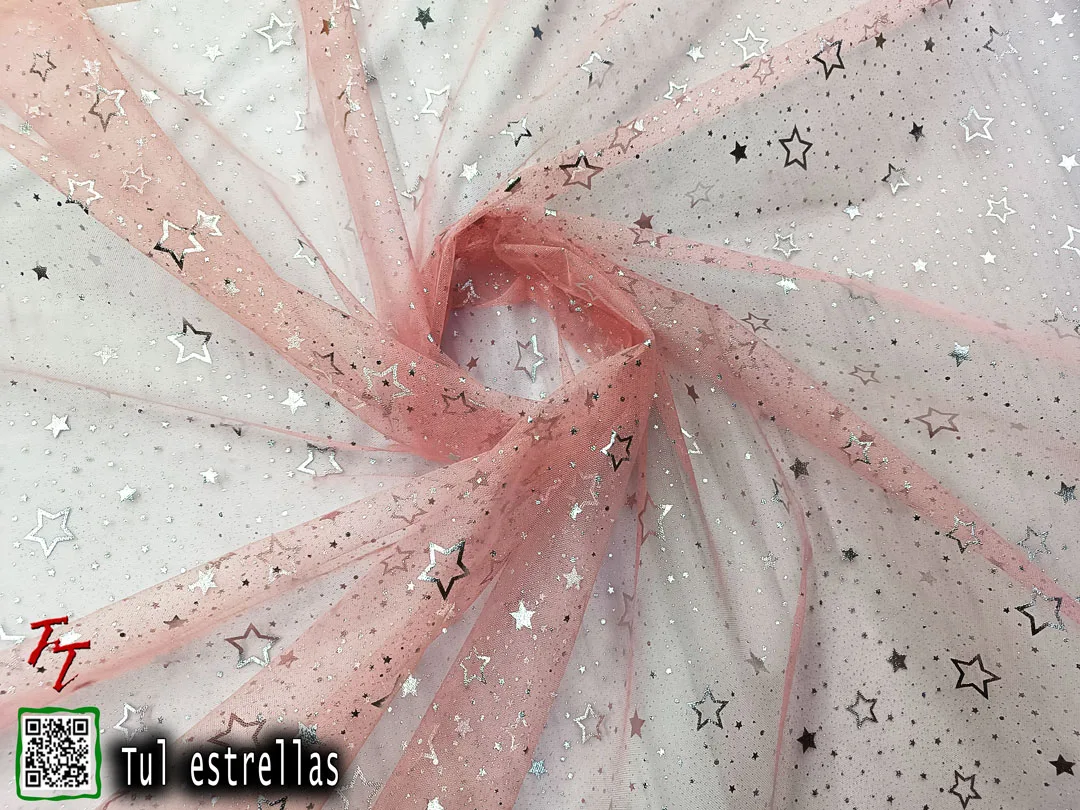 Tul gliter estrellas | Palo de rosa