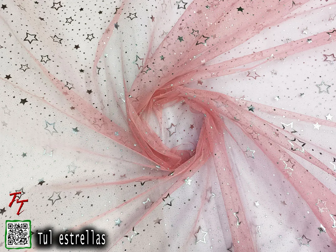 Tul gliter estrellas | Palo de rosa