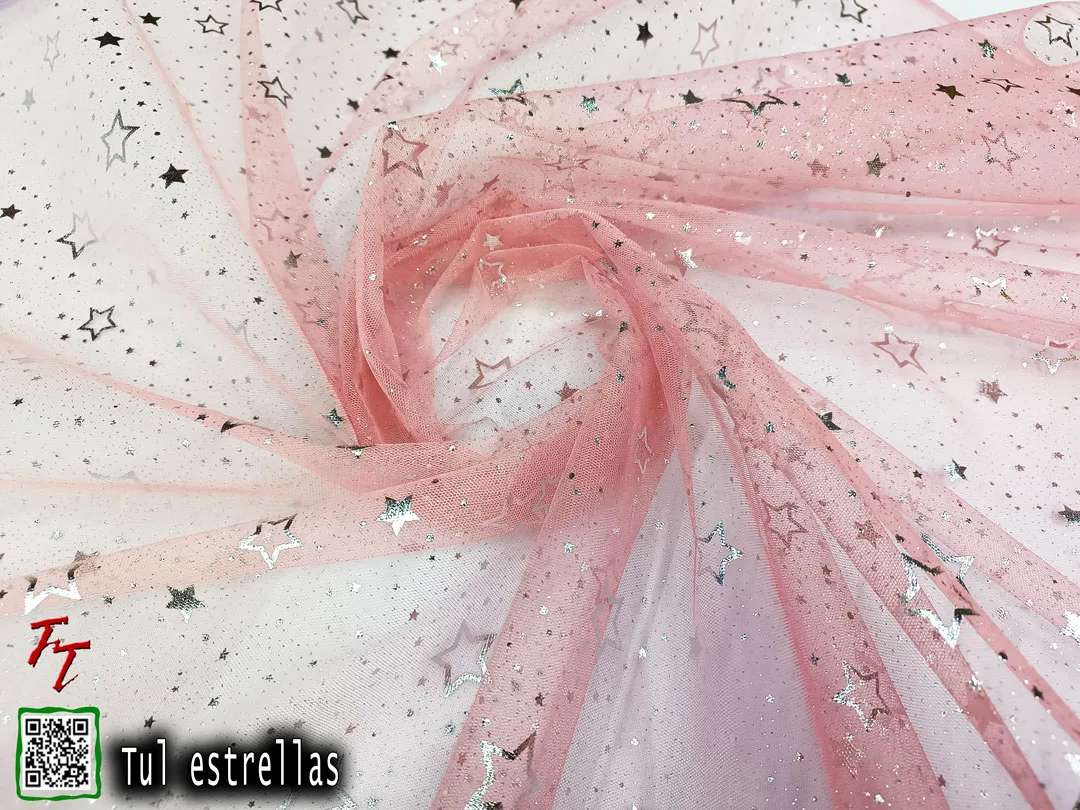 Tul gliter estrellas | Palo de rosa